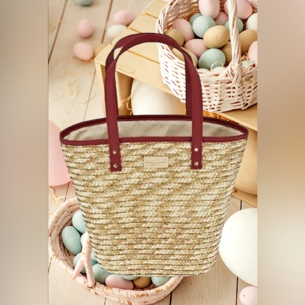 Laura Geller Straw tote Lined Bag - MAKES A GREAT EASTER BASKET -  BRAND…